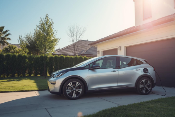 voiture en charge devant une habitation